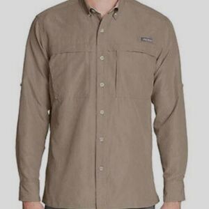 Eddie Bauer Men's Ripstop Guide Shirt Khaki SPF 30